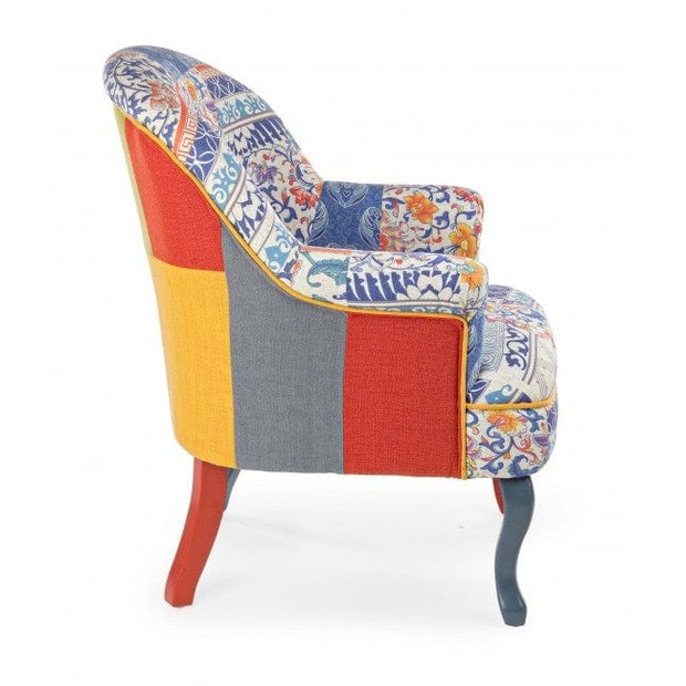 Bizzotto Poltrona in tessuto Eracle Patchwork Multicolore