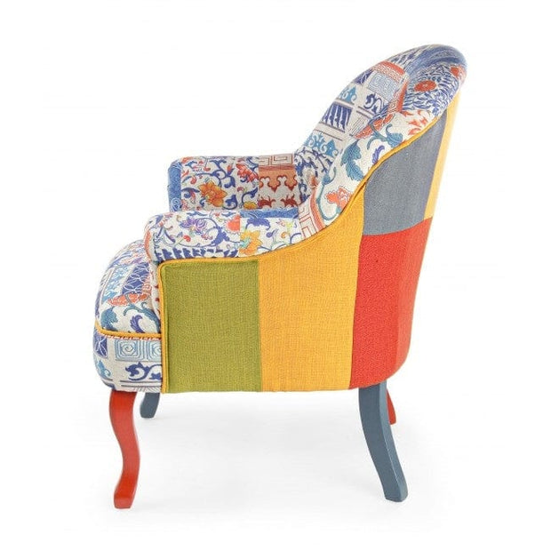 Bizzotto Poltrona in tessuto Eracle Patchwork Multicolore