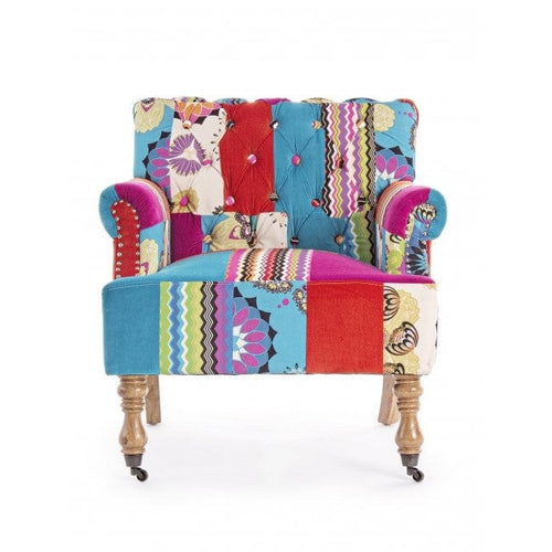 Bizzotto Poltrona in tessuto Faustin Patchwork Multicolore