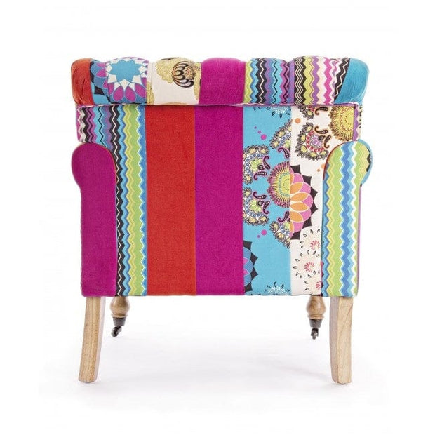 Bizzotto Poltrona in tessuto Faustin Patchwork Multicolore