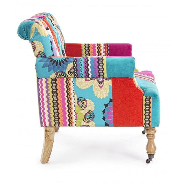 Bizzotto Poltrona in tessuto Faustin Patchwork Multicolore