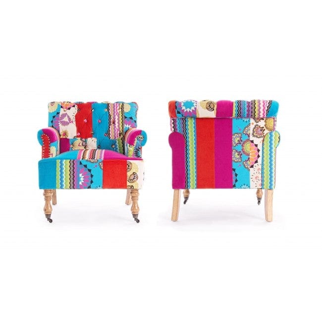 Bizzotto Poltrona in tessuto Faustin Patchwork Multicolore