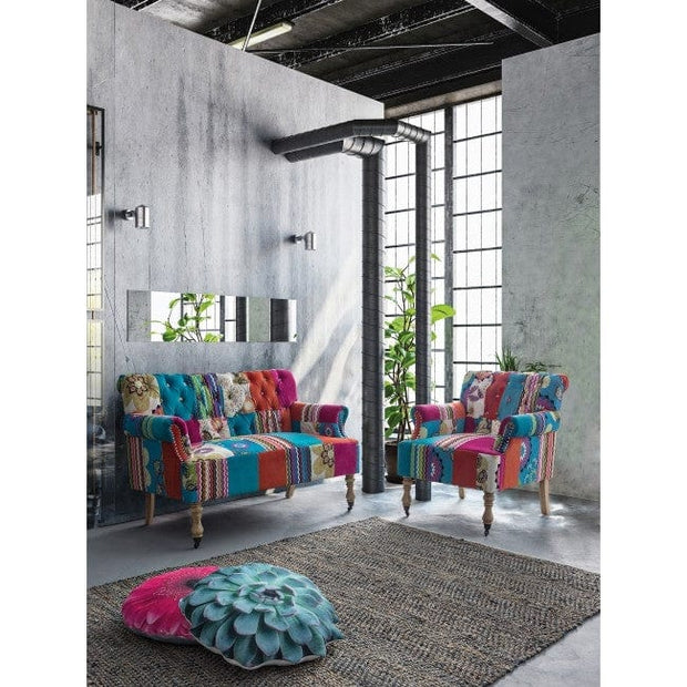 Bizzotto Poltrona in tessuto Faustin Patchwork Multicolore