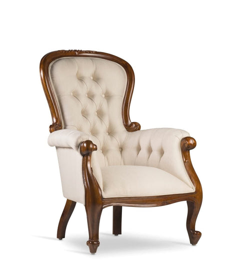 Poltrona in tessuto Vintage Grandfather Crema