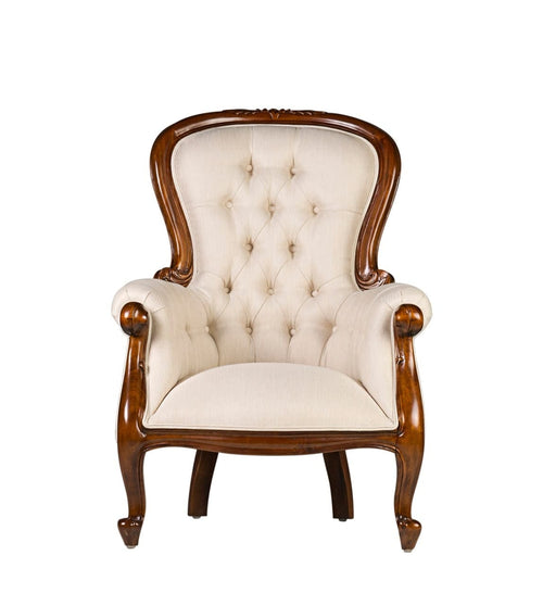 Poltrona in tessuto Vintage Grandfather Crema (1)