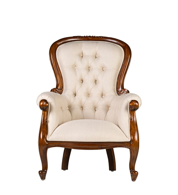 Poltrona in tessuto Vintage Grandfather Crema (1)