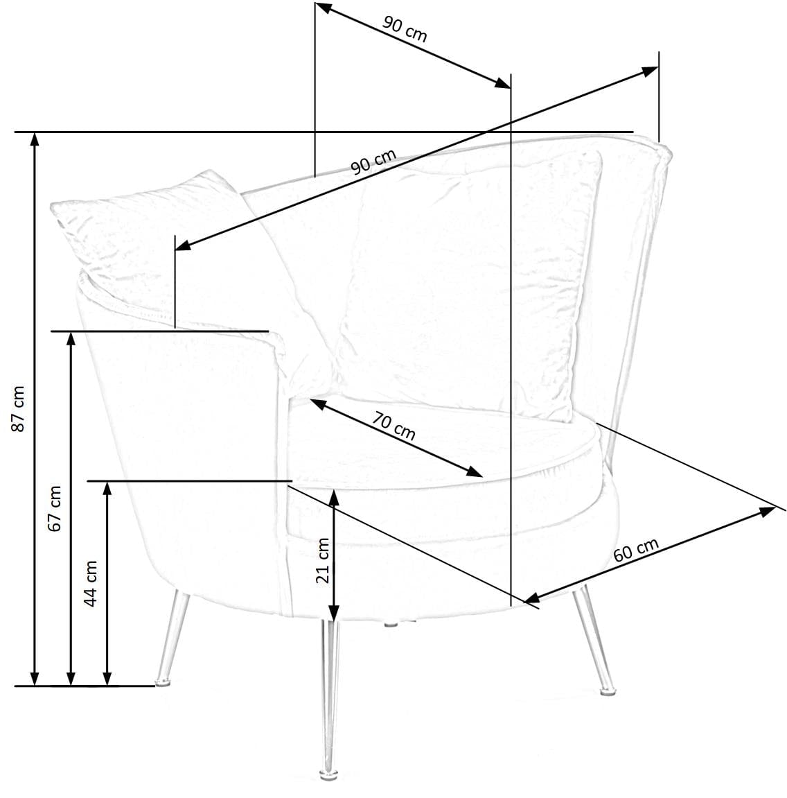 Halmar Poltrona in Velluto Almanzo Rosa