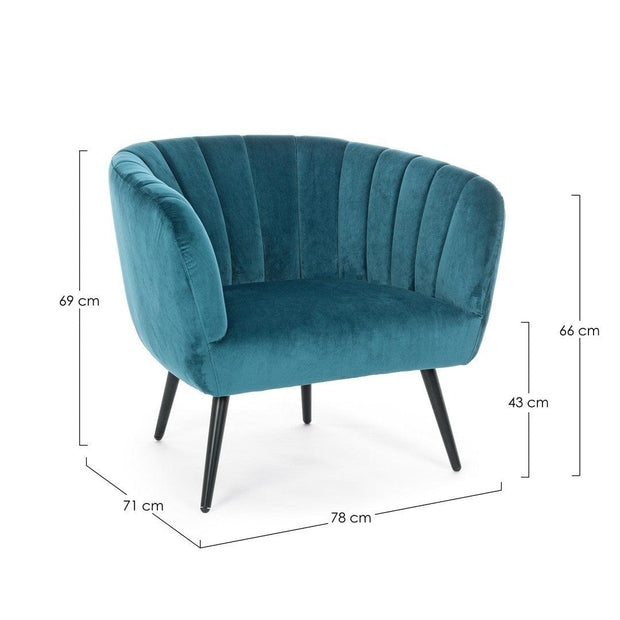 Bizzotto Poltrona in velluto Avril Blu