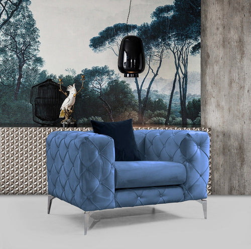 Poltrona in velluto Como Blu (1)