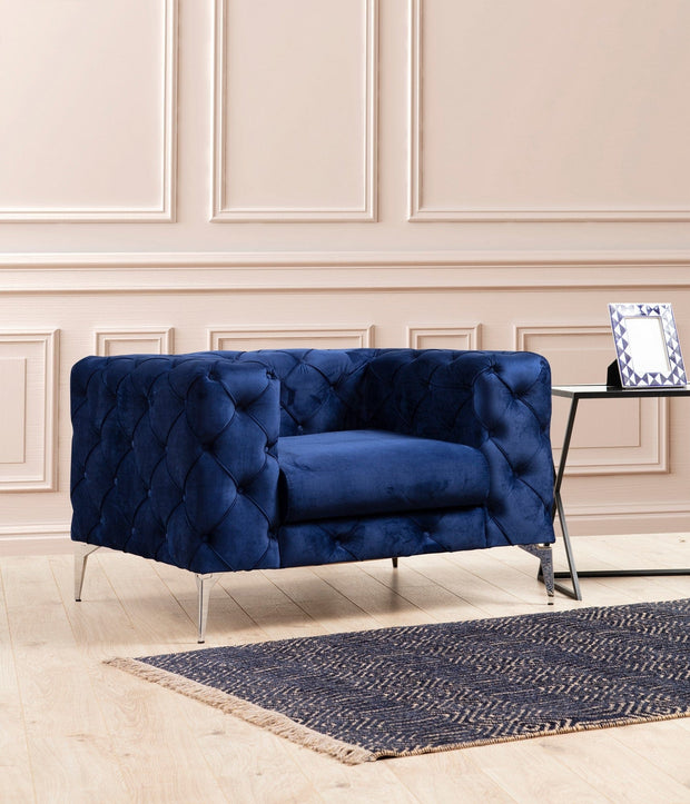 Poltrona in velluto Como Blu