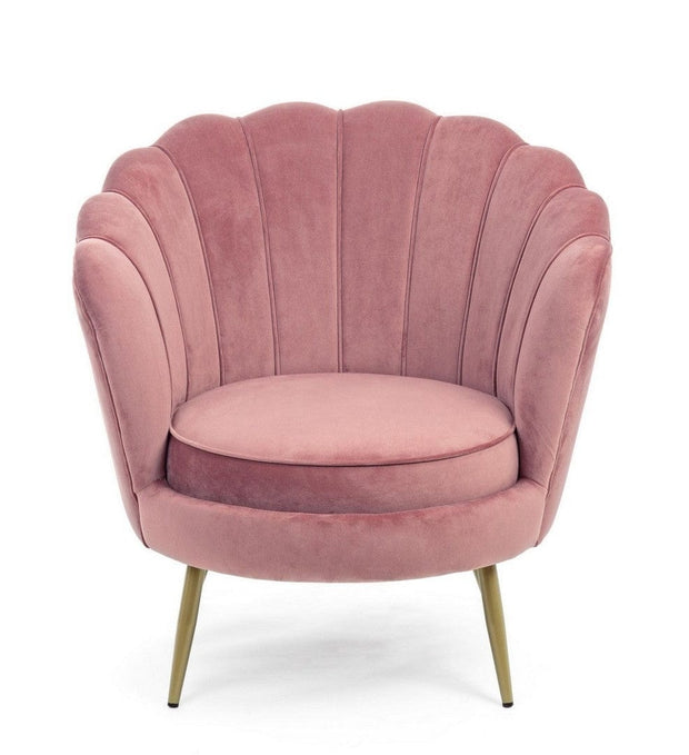Bizzotto Poltrona in velluto Giliola Rosa