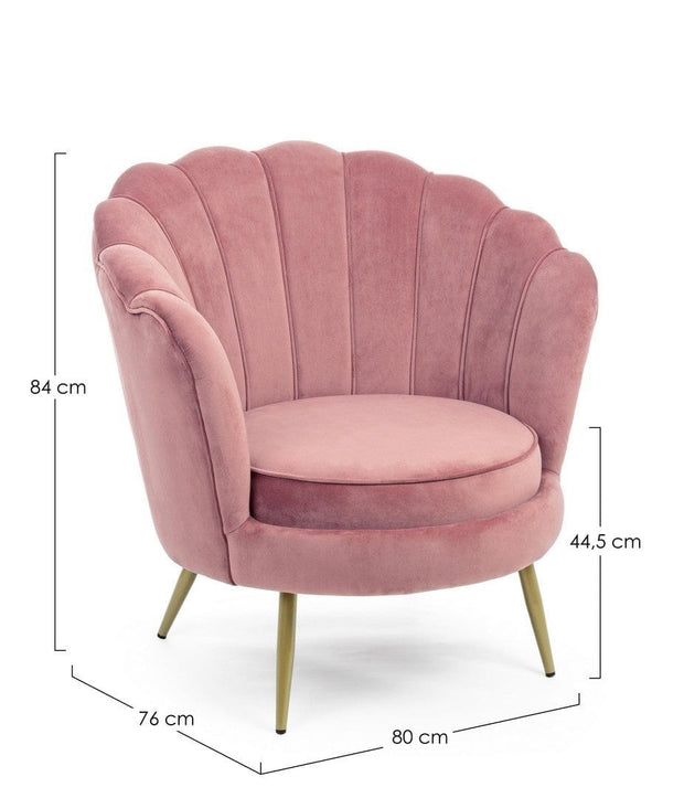 Bizzotto Poltrona in velluto Giliola Rosa