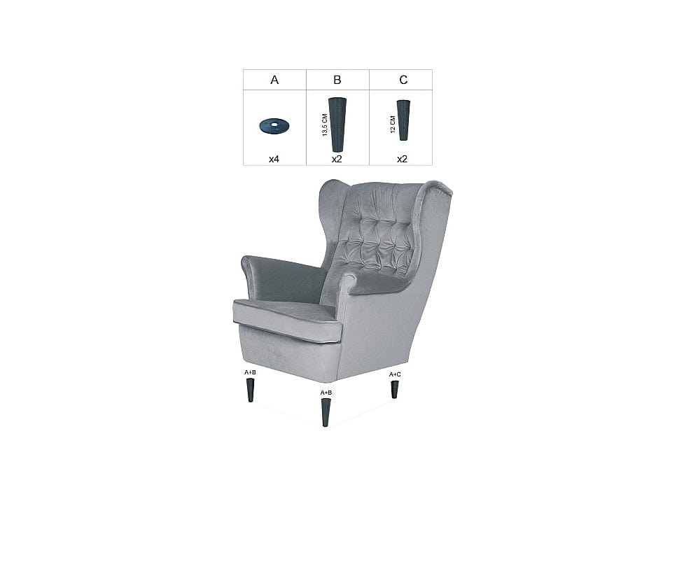 Signal Poltrona in Velluto Hartley Grigio