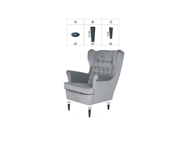 Signal Poltrona in Velluto Hartley Grigio