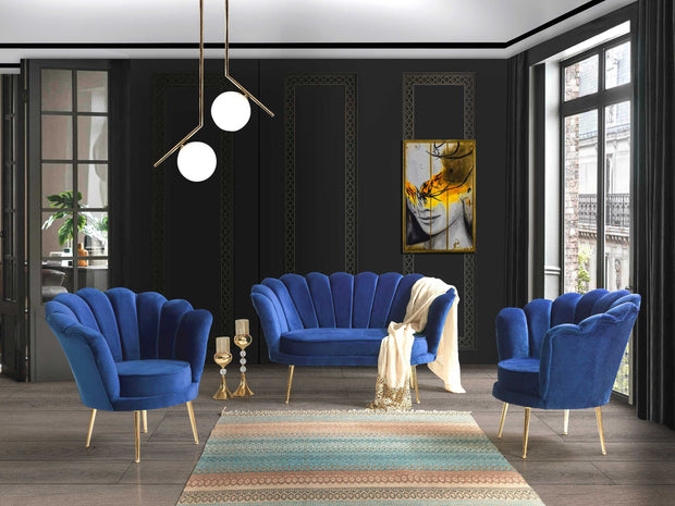 Poltrona in velluto Inci Blu (1)