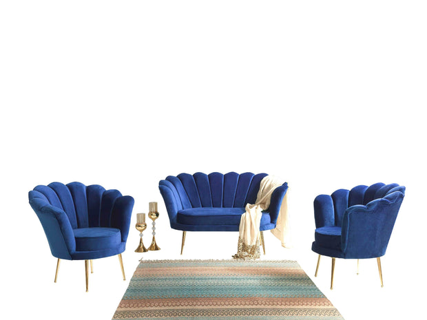 Poltrona in velluto Inci Blu (2)