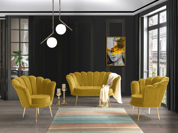 Poltrona in velluto Inci Giallo (1)