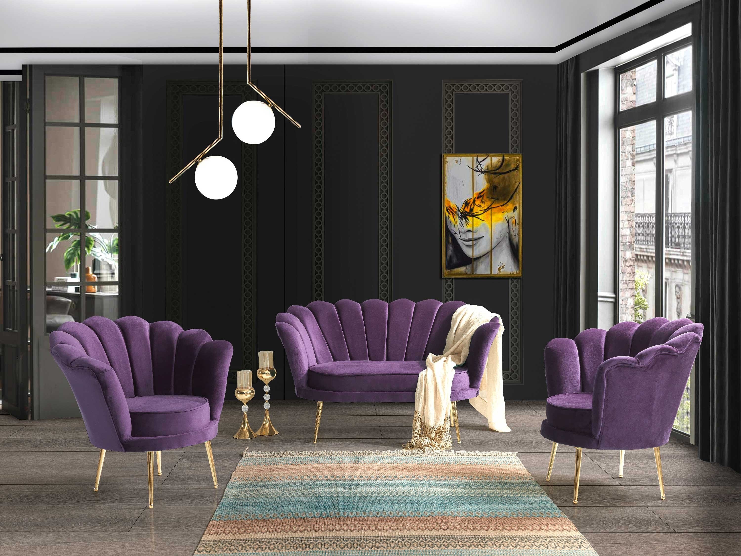Poltrona in velluto Inci Violetto (1)