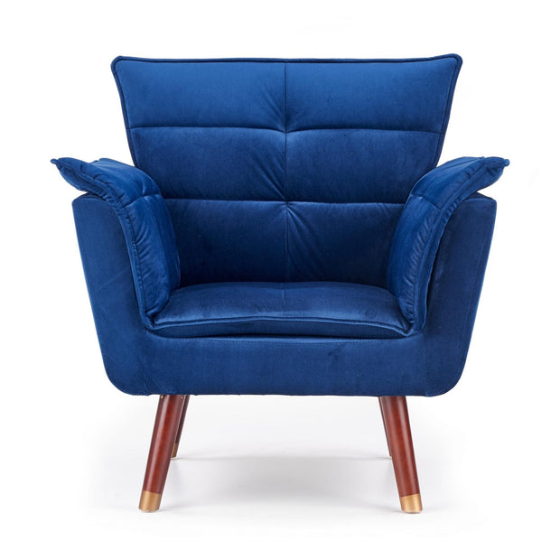 Halmar Poltrona in Velluto Renato Blu