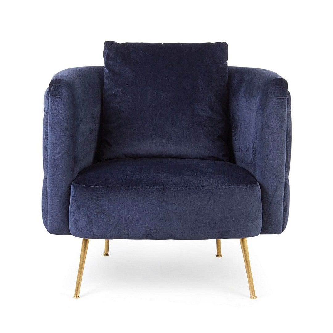 Bizzotto Poltrona in velluto Tenbury Blu