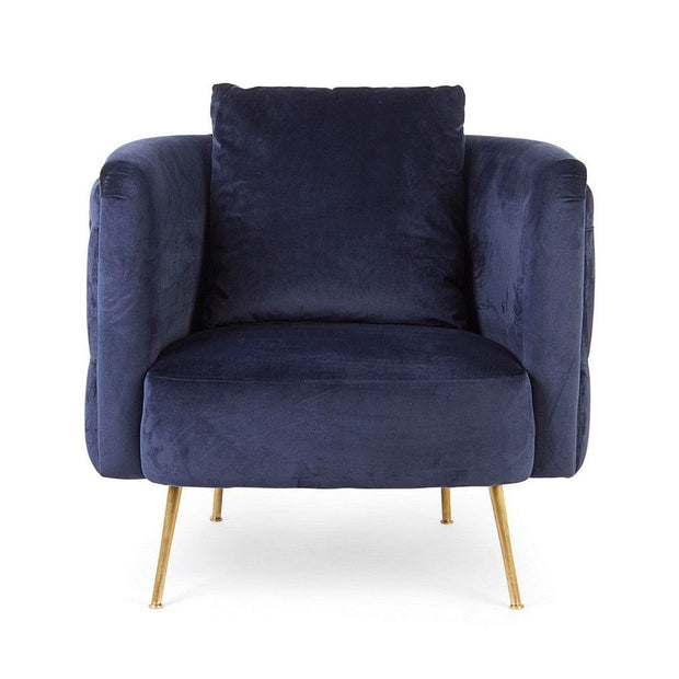 Bizzotto Poltrona in velluto Tenbury Blu
