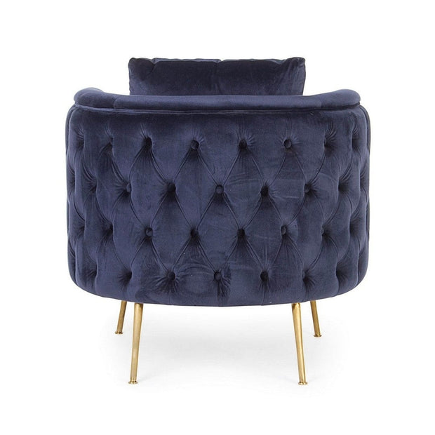 Bizzotto Poltrona in velluto Tenbury Blu
