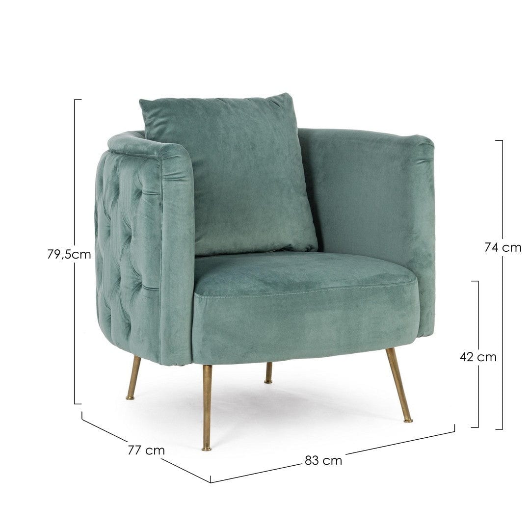 Bizzotto Poltrona in velluto Tenbury Verde