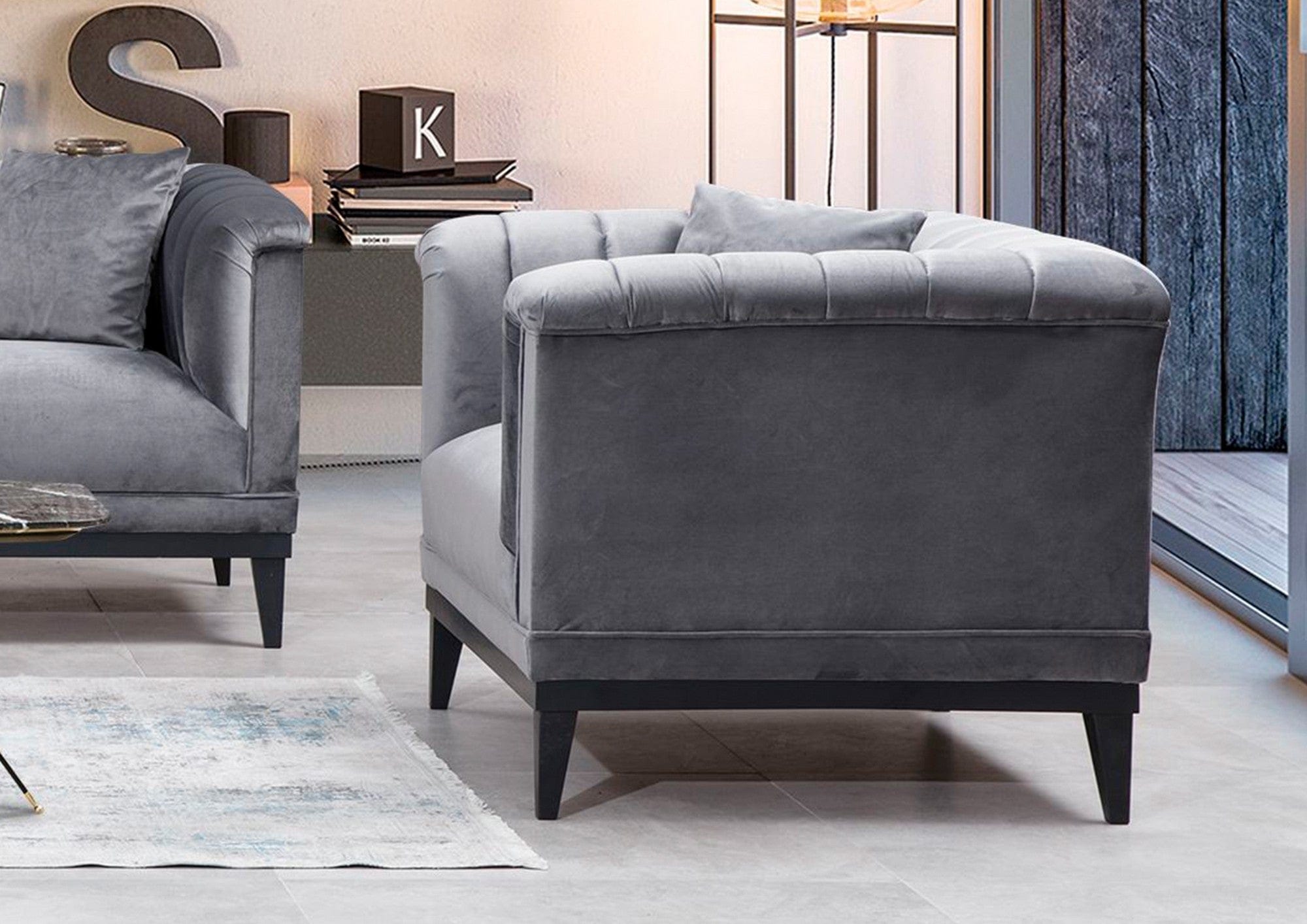 Poltrona in velluto Trendy Grigio (1)