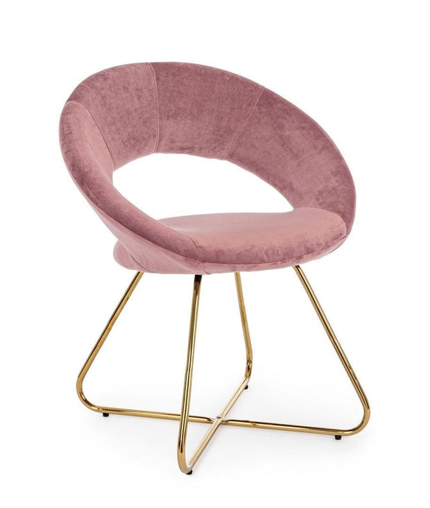 Bizzotto Poltrona in velluto Vanity Rosa