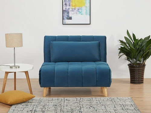 Signal Poltrona Letto in velluto Binali Blu