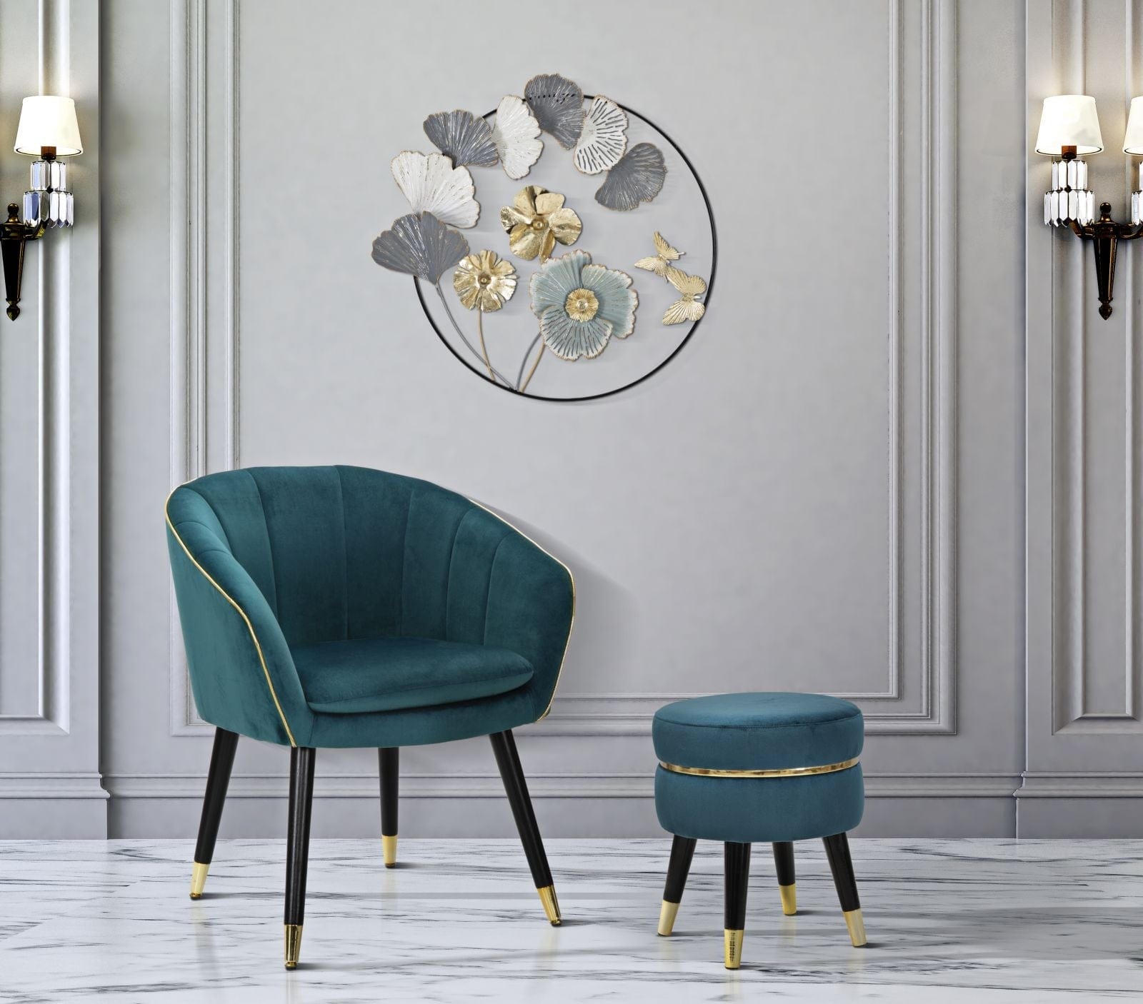 Poltrona Paris Ottanio/Gold cm 62x58x78 (1)