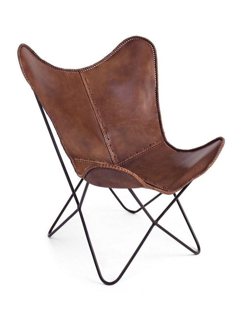 Bizzotto Poltrona pelle naturale Eaton Marrone