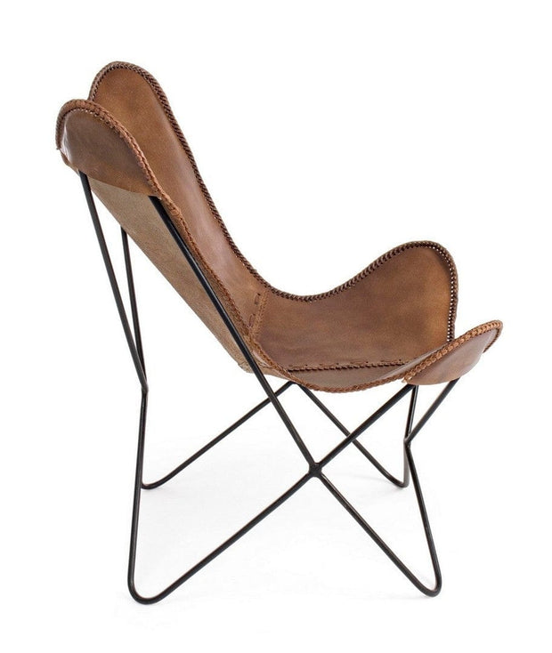Bizzotto Poltrona pelle naturale Eaton Marrone