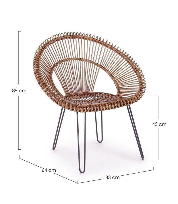 Bizzotto Poltrona rattan Esteban Naturale