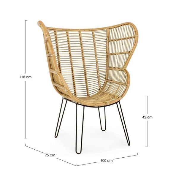Bizzotto Poltrona rattan Esteban Naturale