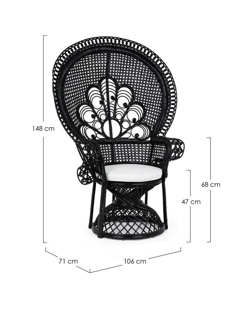Bizzotto Poltrona rattan Peacok Nero