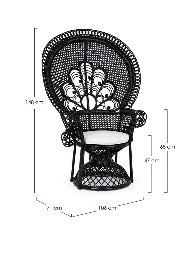 Bizzotto Poltrona rattan Peacok Nero