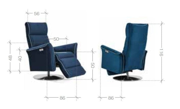 Poltrona Reclinabile Elettrica in tessuto Livs Blu (3)