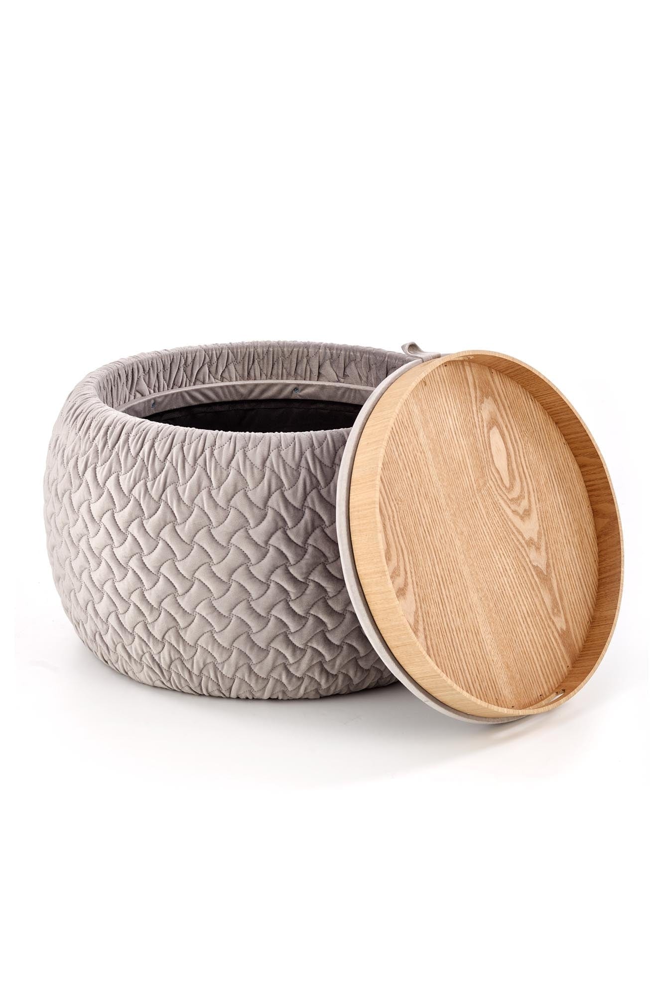 Halmar Pouf con contenitore in tessuto Bonilla Grigio