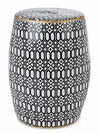 Bizzotto Pouf in ceramica Sfinge Arabic Bianco e Nero
