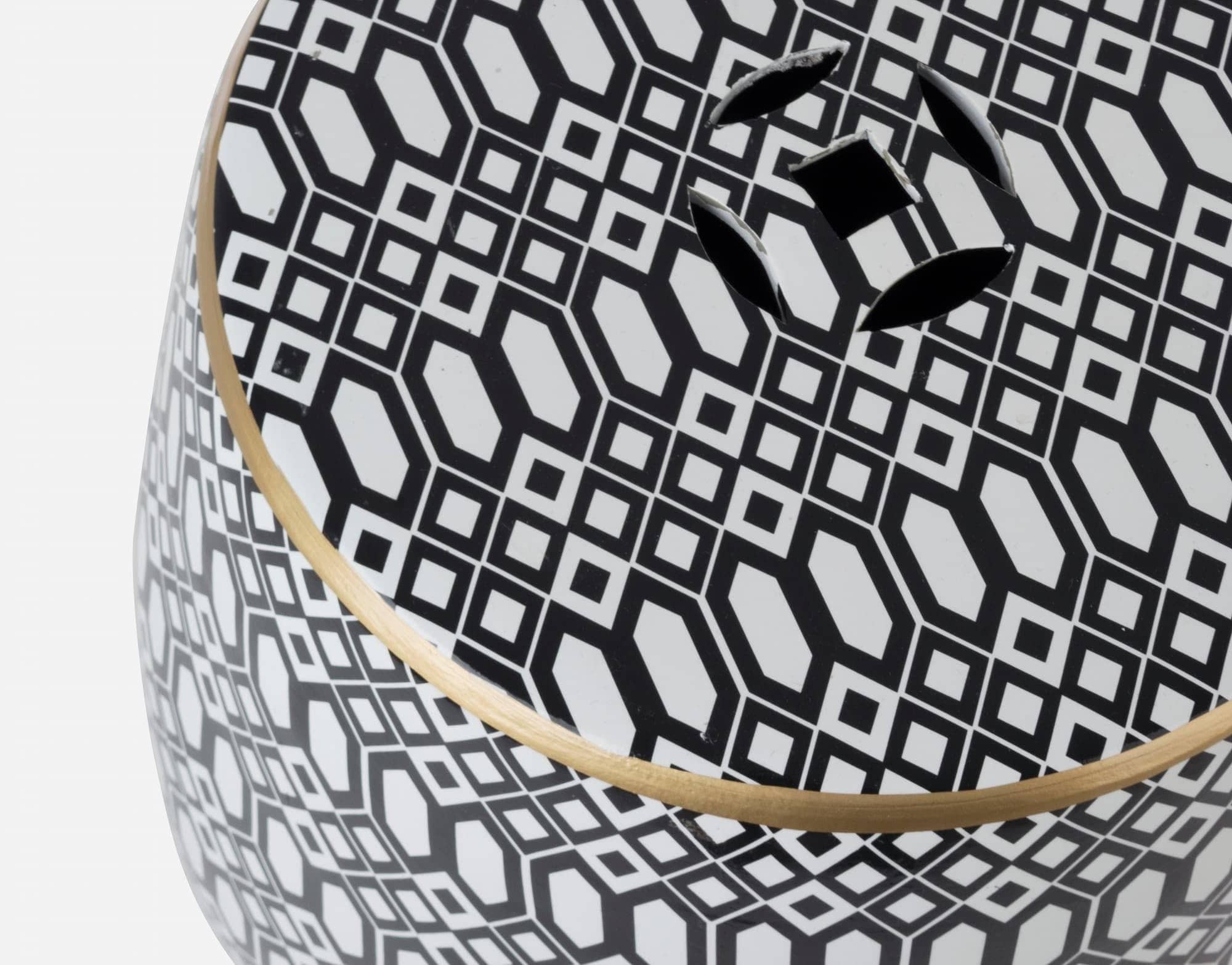 Bizzotto Pouf in ceramica Sfinge Arabic Bianco e Nero