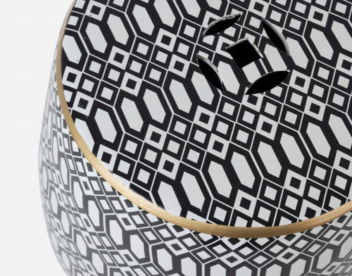 Bizzotto Pouf in ceramica Sfinge Arabic Bianco e Nero
