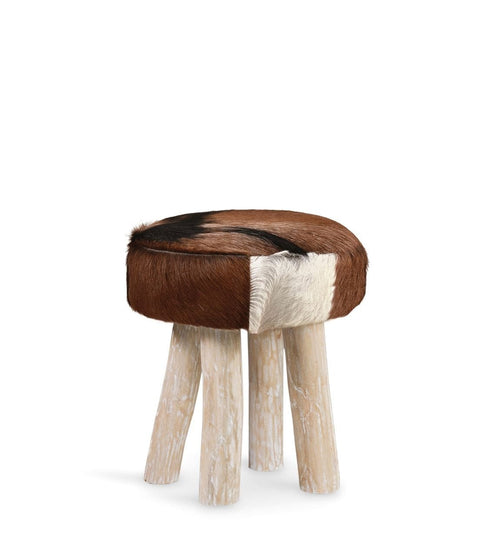 Pouf in pelle Goat Marrone
