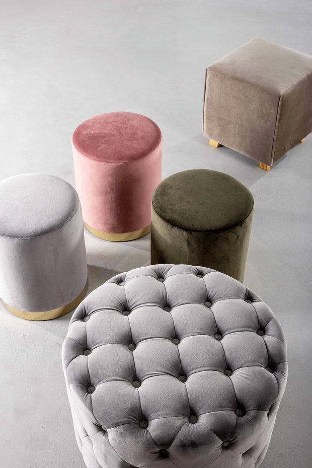 Bizzotto Pouf in velluto Lorella Grigio