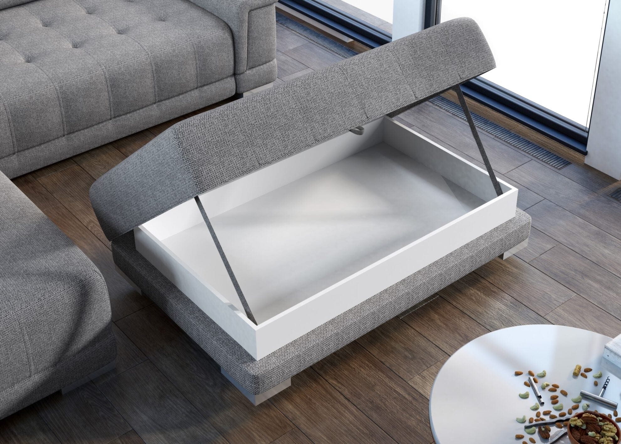 Pouf ottomano con contenitore Campis Grigio (1)
