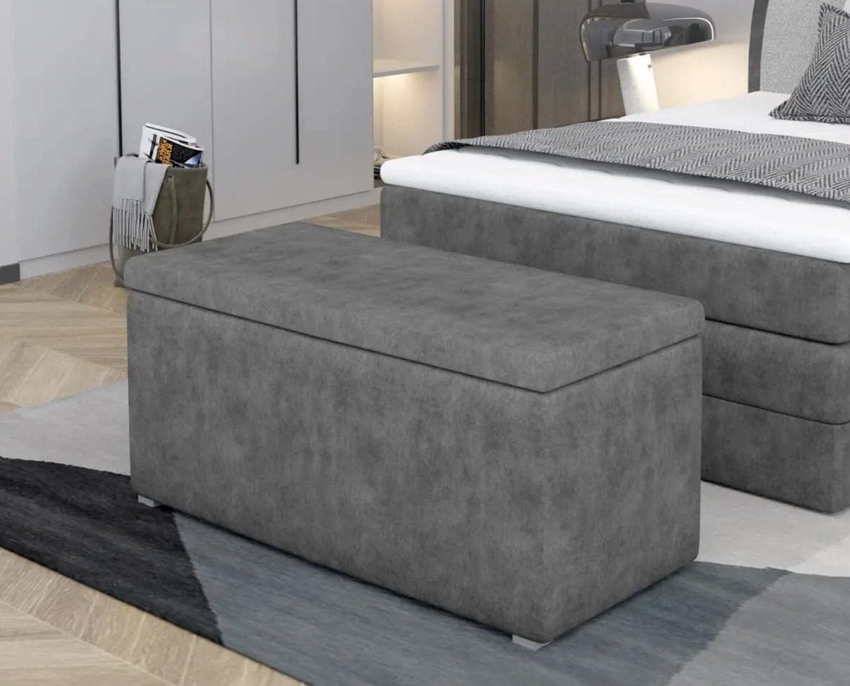 Pouf ottomano con contenitore Ricci Grigio