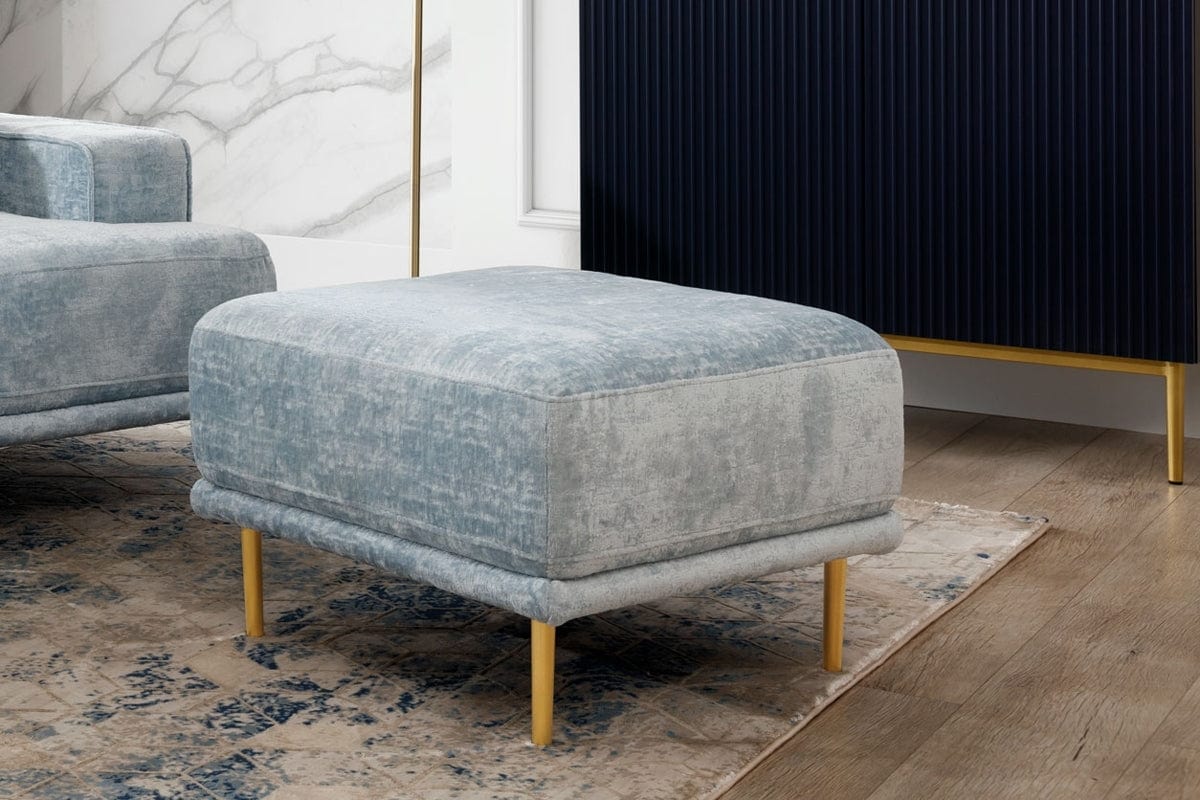 Pouf ottomano in tessuto Nicole Blu