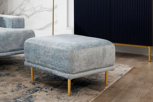 Pouf ottomano in tessuto Nicole Blu