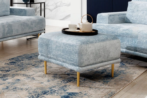 Pouf ottomano in tessuto Nicole Blu (1)