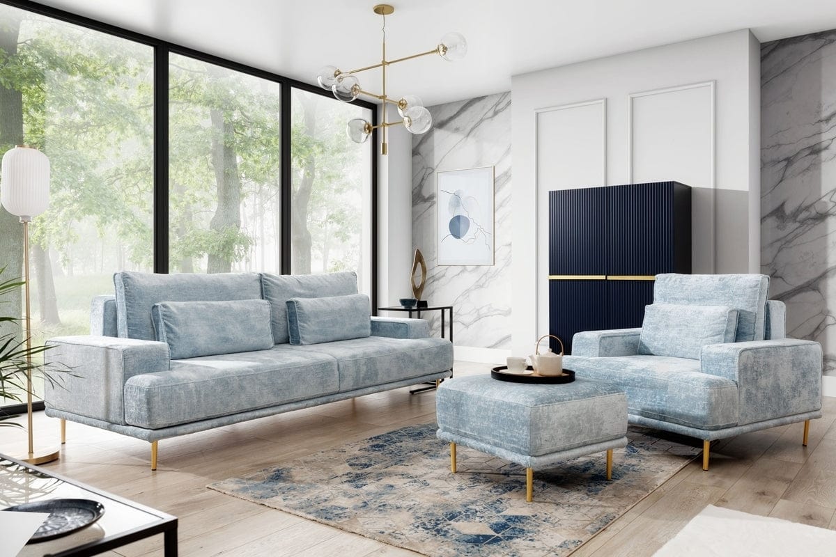Pouf ottomano in tessuto Nicole Blu (2)